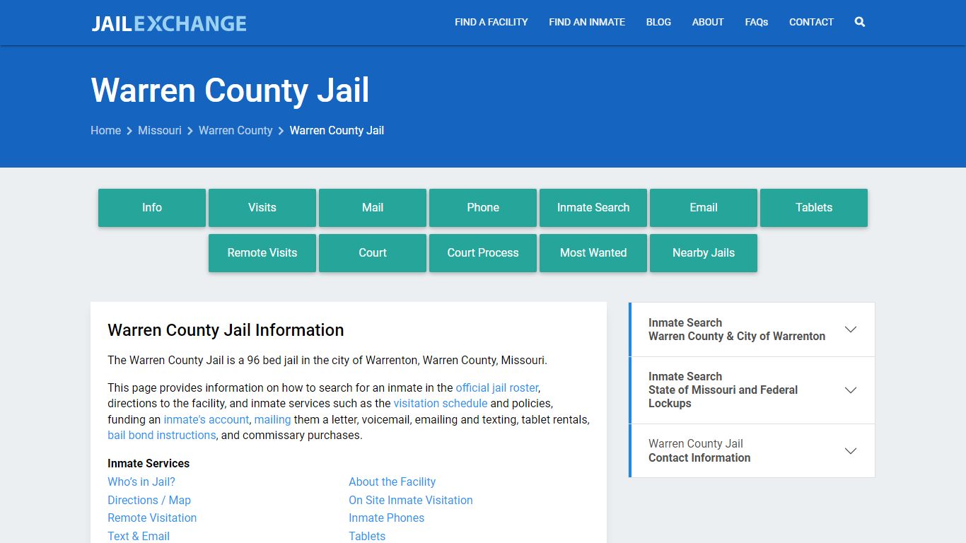 Warren County Jail, MO Inmate Search, Information